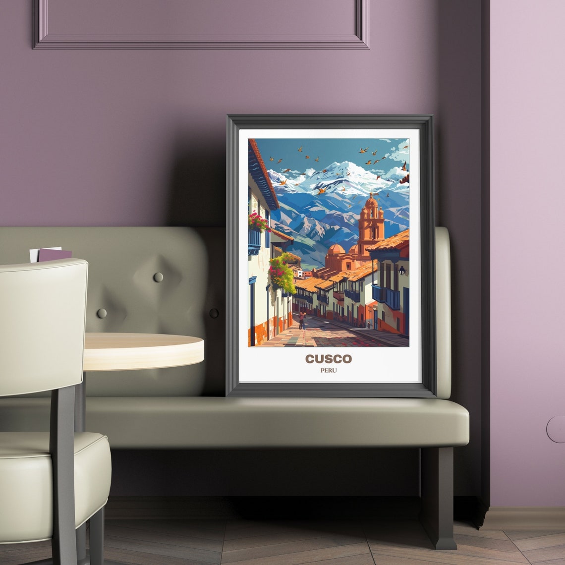 Cusco Peru Snowcapped Andes Church Tower Street Travel Poster - Image 2