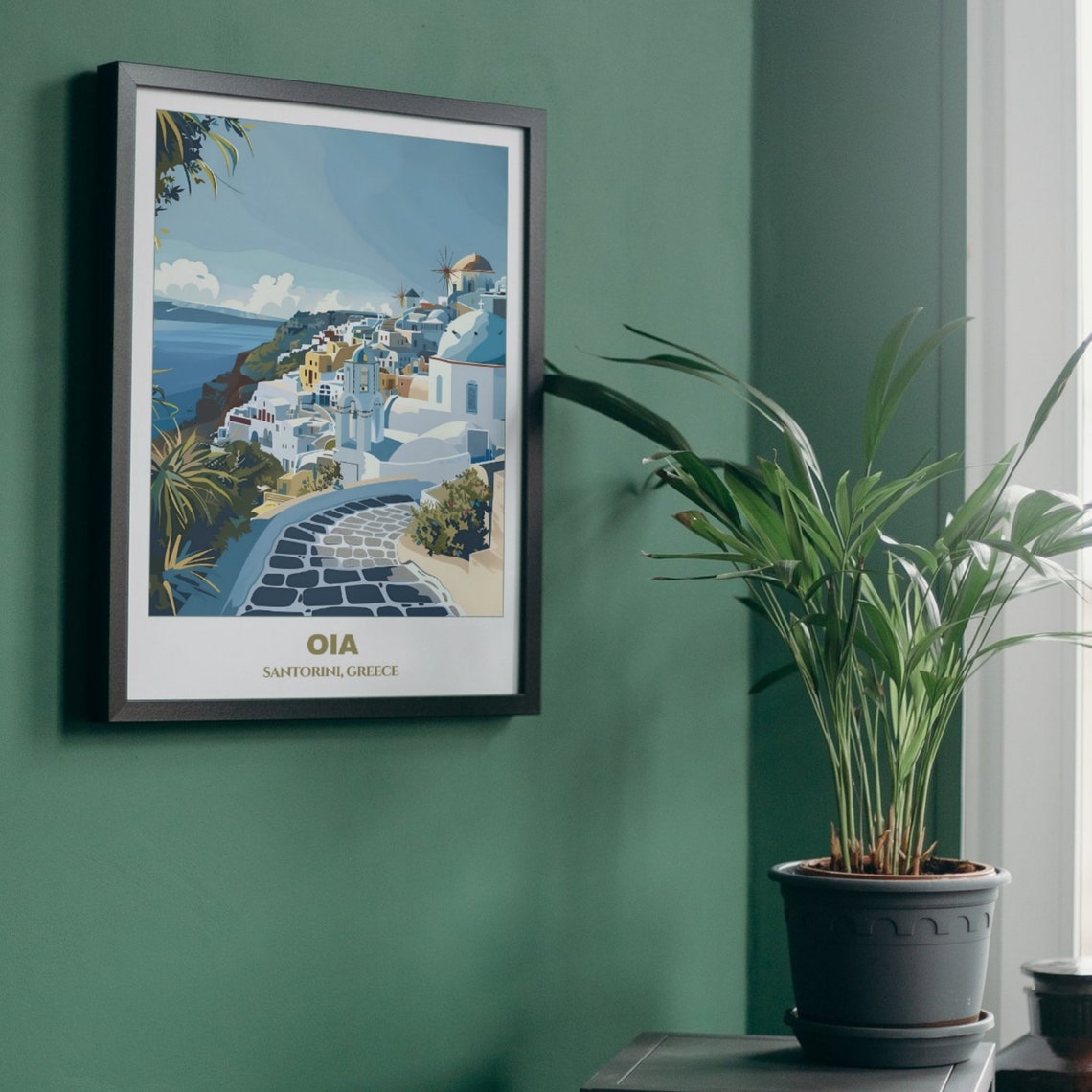 Oia Santorini Greece Whitewashed Village Windmills Blue Domes Poster - Image 5