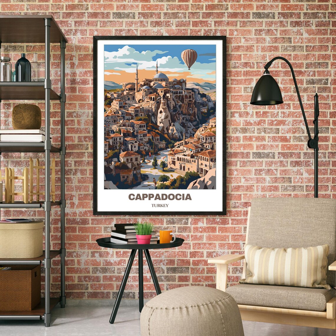 Cappadocia Turkey Hot Air Balloon Cave Town Vintage Travel Poster - Image 2