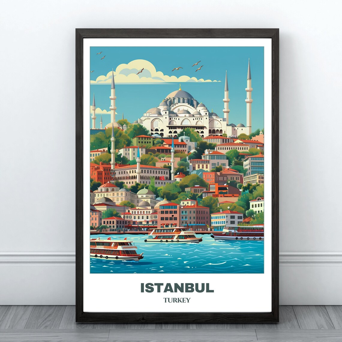 Istanbul Travel Poster Turkey Travel Poster Cityscape Painting Print Wall Art Istanbul Home Decor Istanbul Trip Print