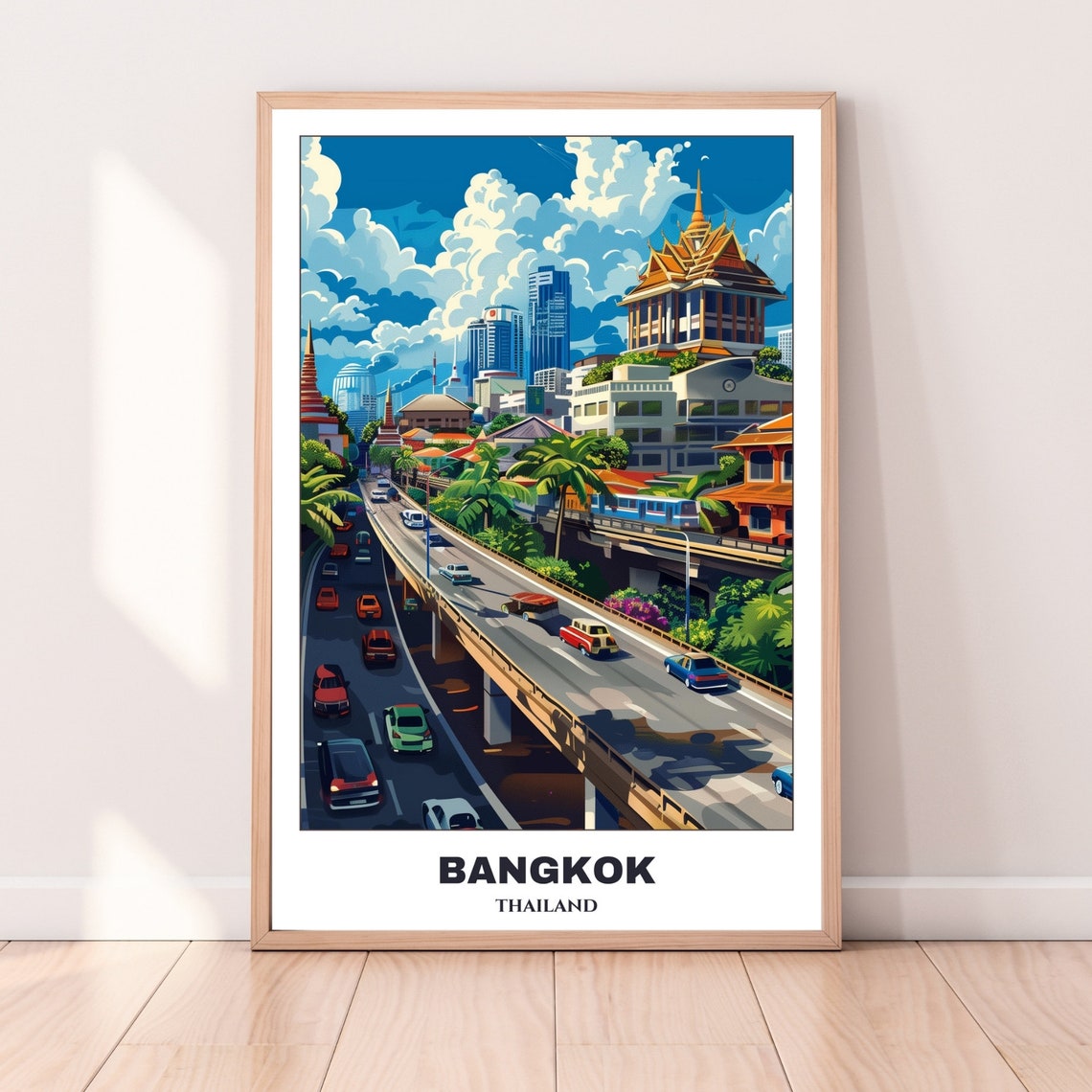 Bangkok Travel Poster Thailand Travel Poster Citycape Painting Print Wall Art Bangkok Home Decor Bangkok Trip Print - Image 4