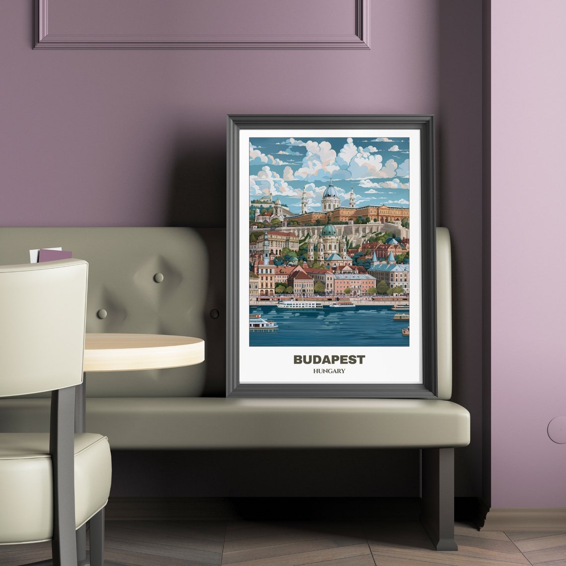 Budapest Hungary Buda Castle Hill Skyline Danube River Boats Poster - Image 2