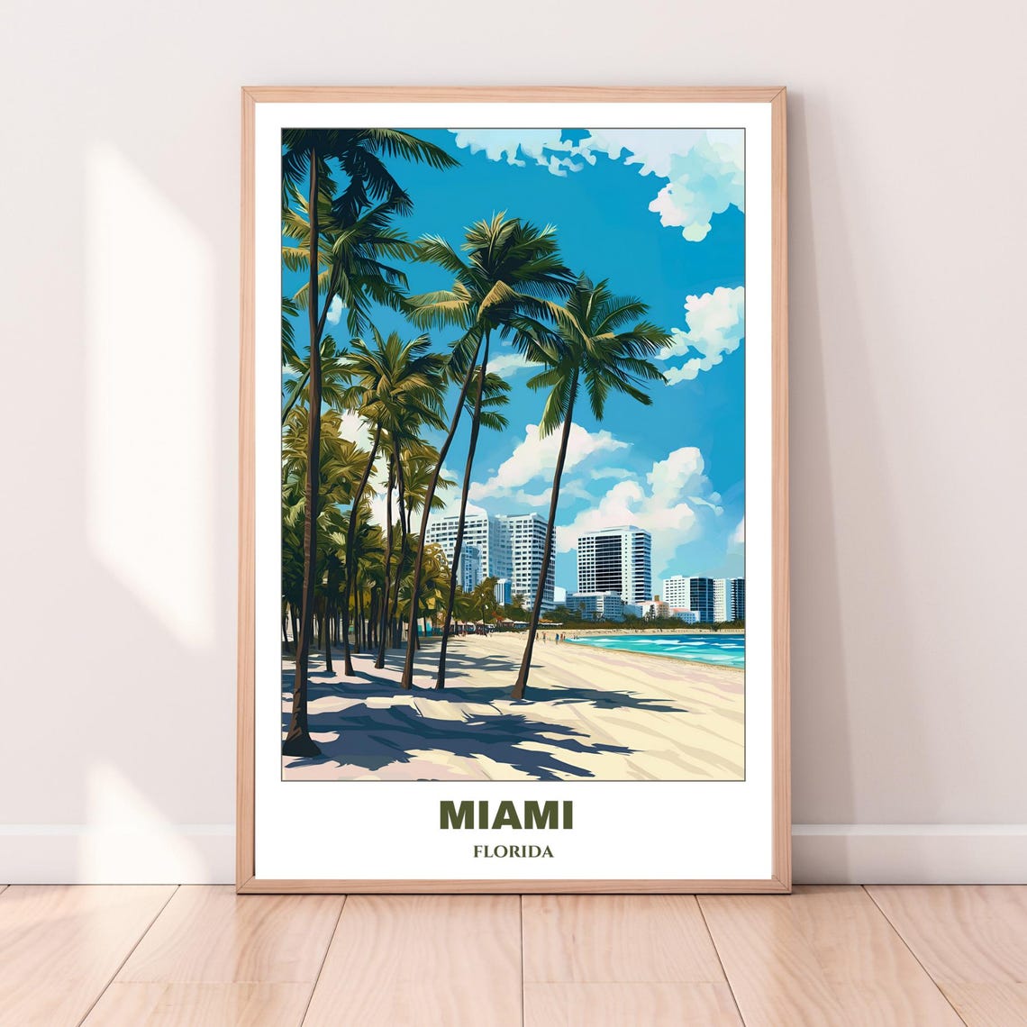 Miami Beach Palm Trees High Rise Hotels Turquoise Sea Poster - Image 4