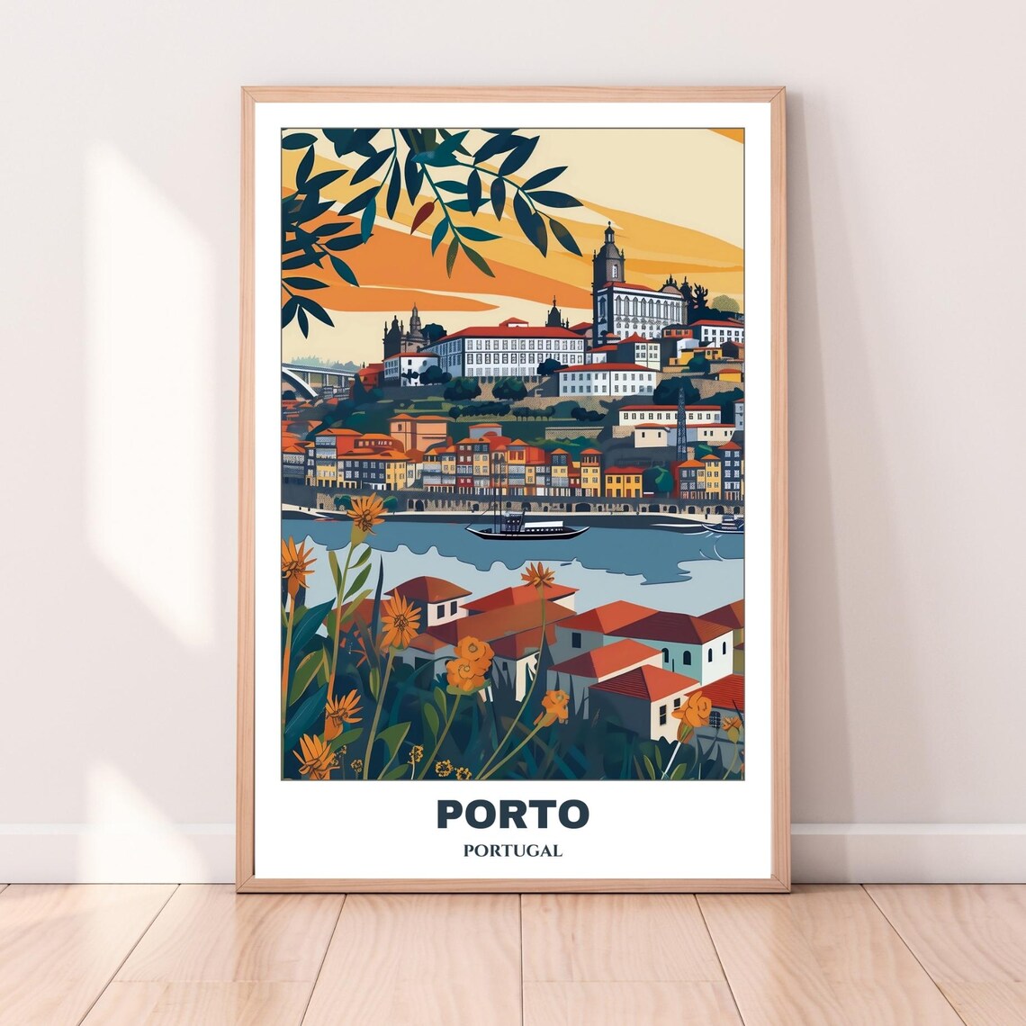 Porto Portugal Hillside Skyline Church Tower Vintage Travel Poster - Image 3