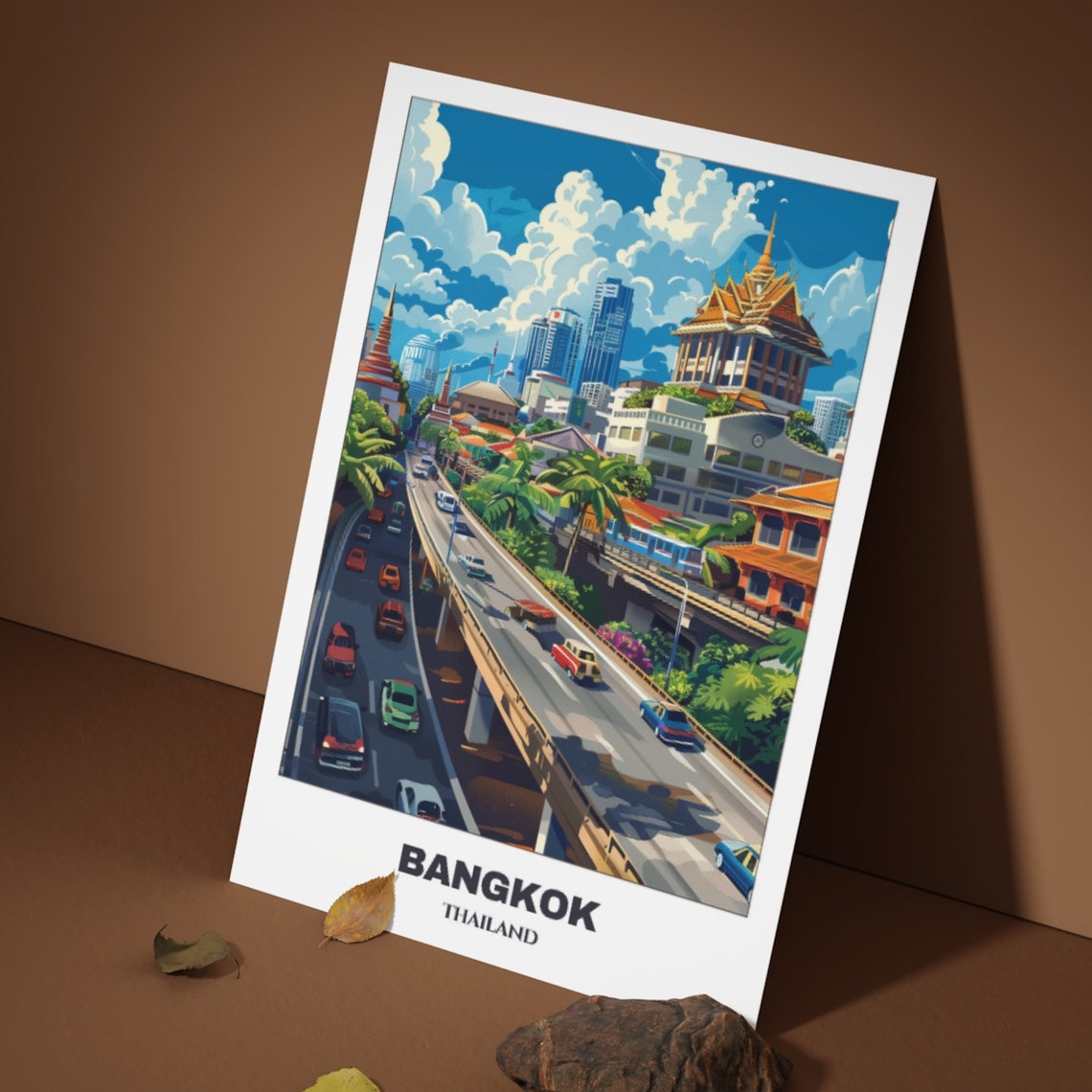 Bangkok Travel Poster Thailand Travel Poster Citycape Painting Print Wall Art Bangkok Home Decor Bangkok Trip Print - Image 3
