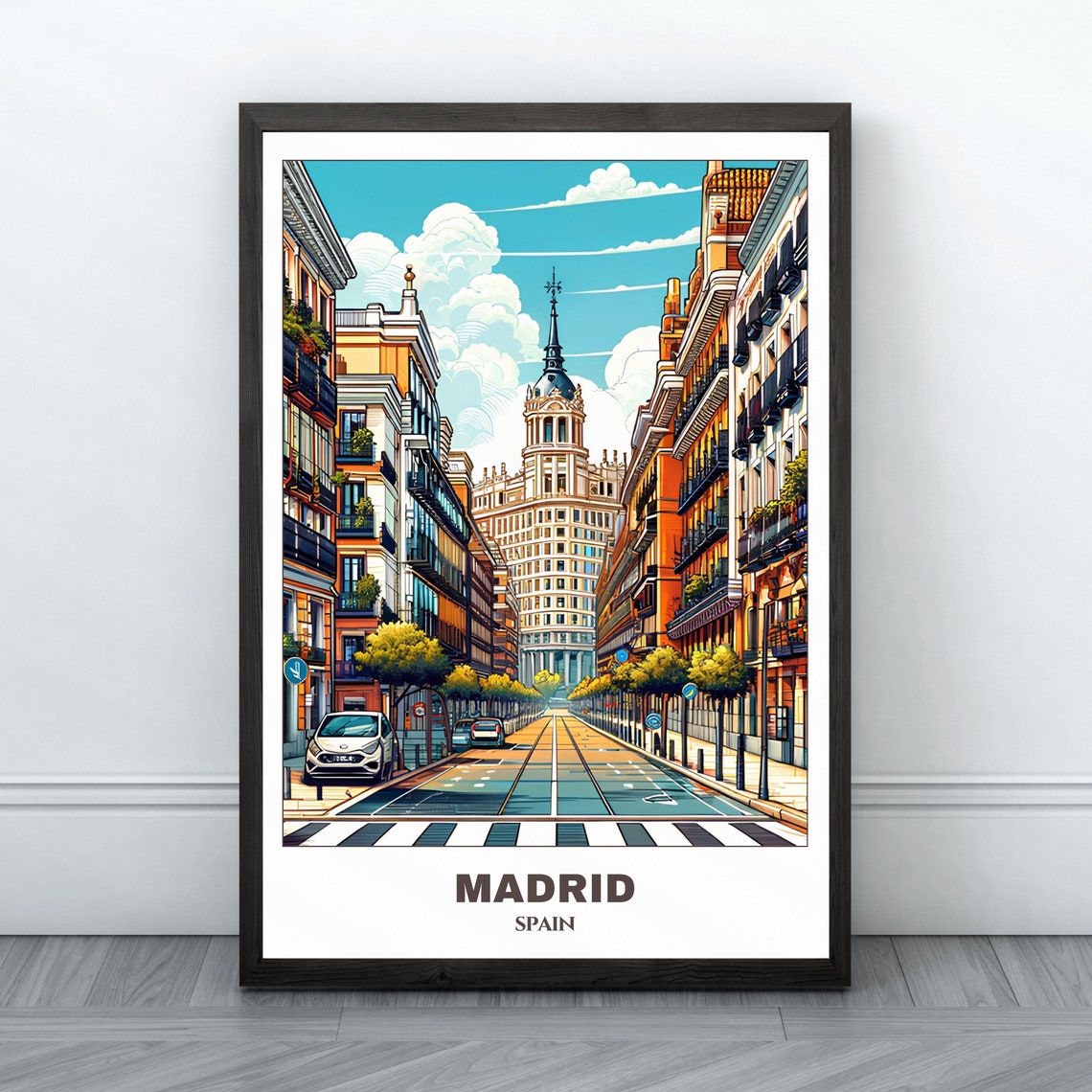 Madrid Travel Poster Spain Travel Poster Madrid City Painting Cityscape Painting Travel Wall Art Room Decor Spain Trip