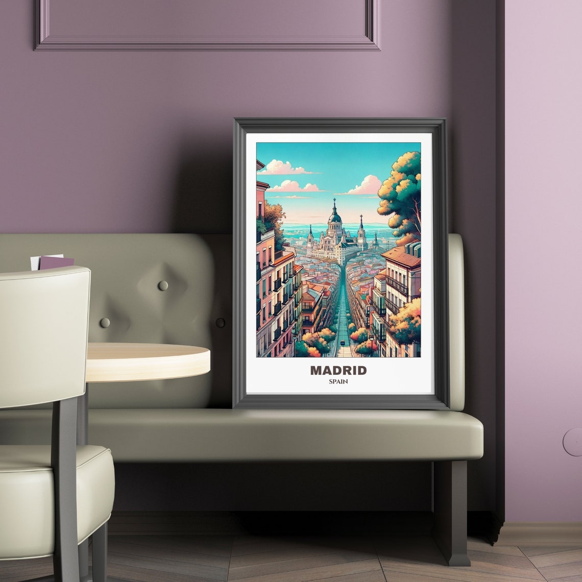 Madrid Spain Grand Street View Cathedral Towers Skyline Poster - Image 2