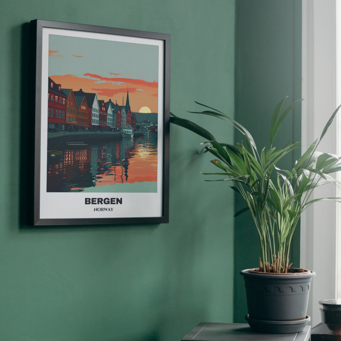 Bergen Bryggen Wharf Sunset Harbor Reflections Norway Poster - Image 5