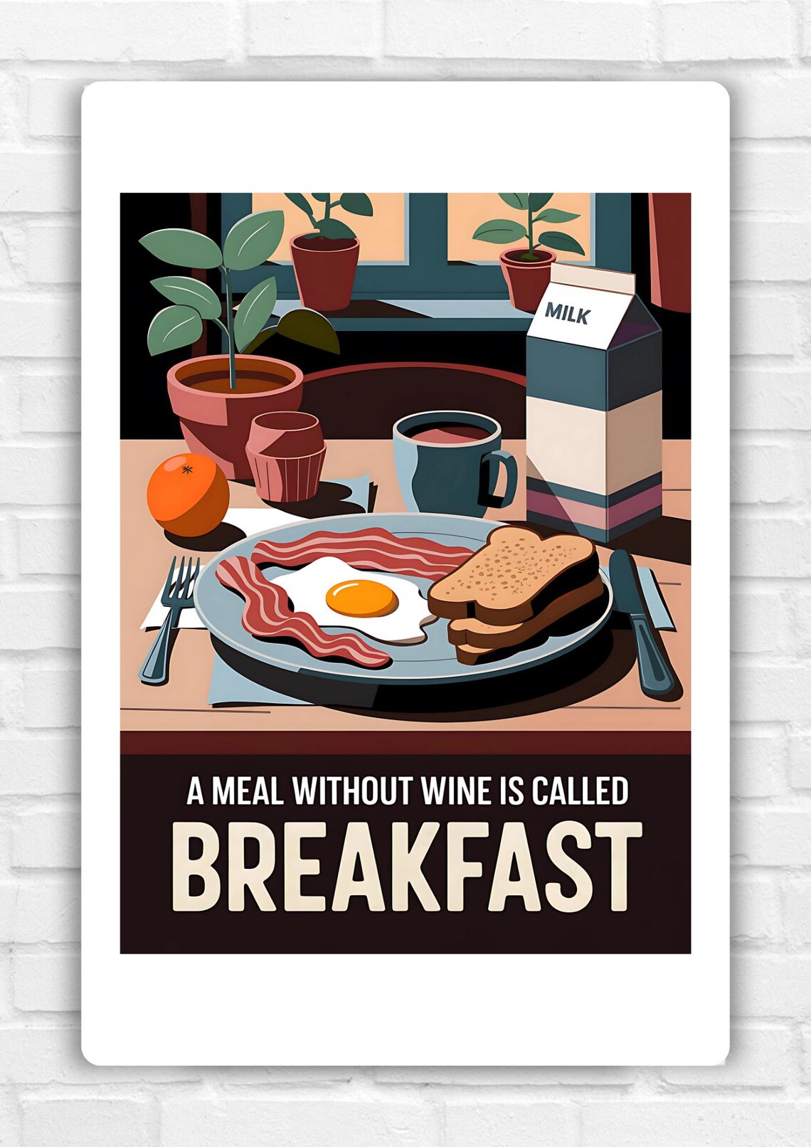 A Meal Without Wine Is Called Breakfast Funny Food Quote Poster - Image 2