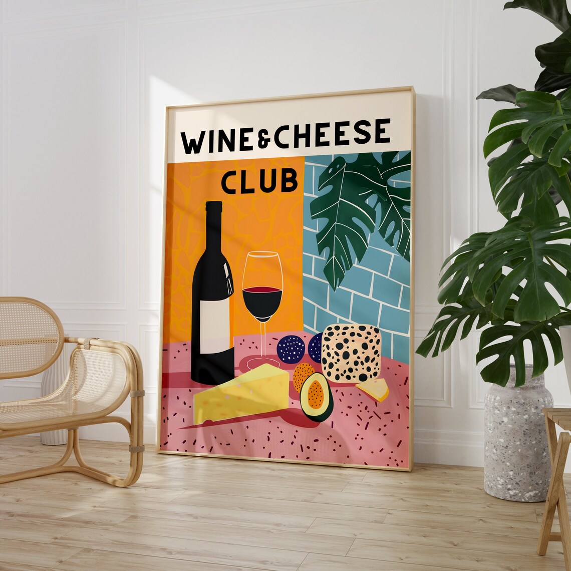 Wine and Cheese Club Colourful Party Entertaining Art Poster - Image 2
