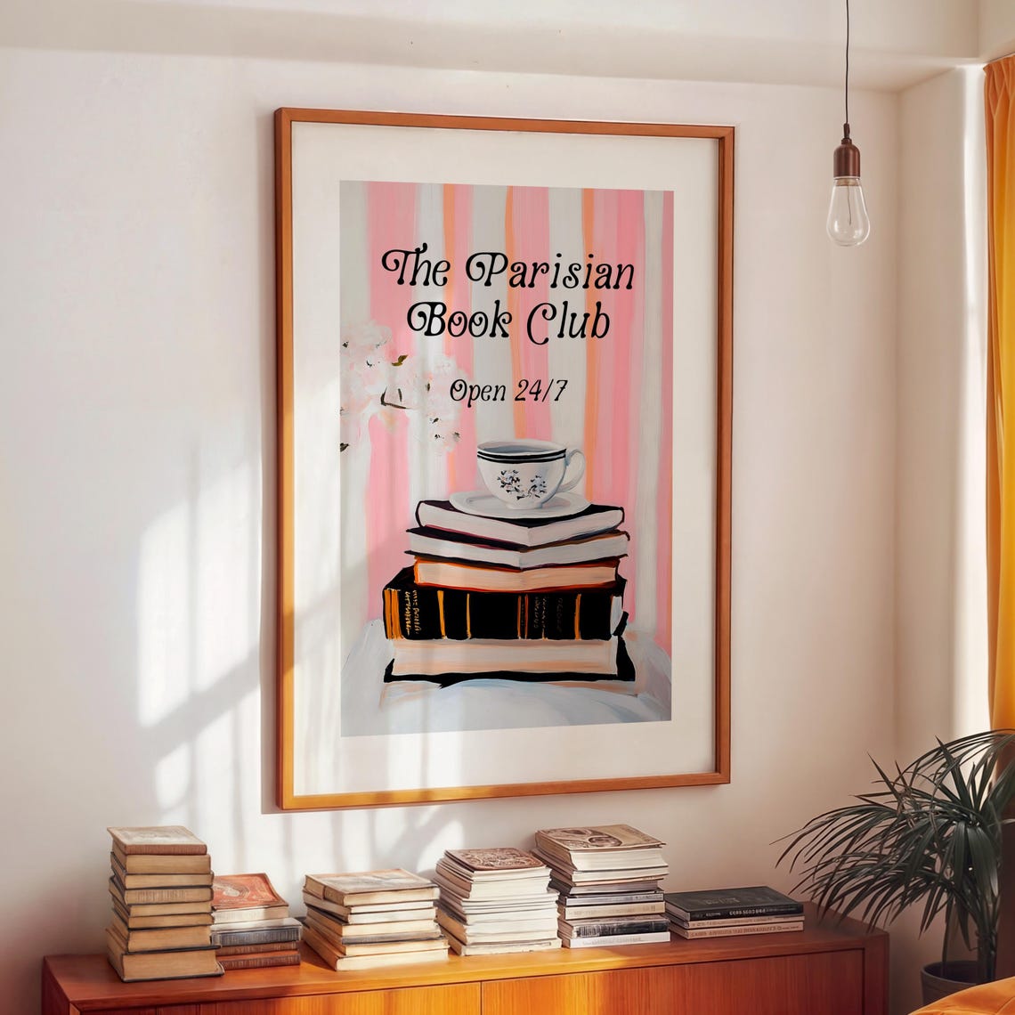 The Parisian Book Club Open 24/7 Stack of Books Painted Reading Poster - Image 4