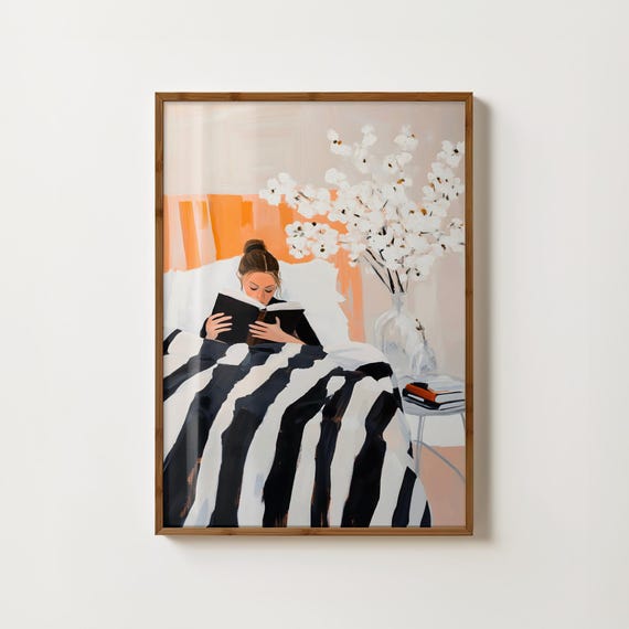 Woman Reading Portrait, Book Club Wall Art Print