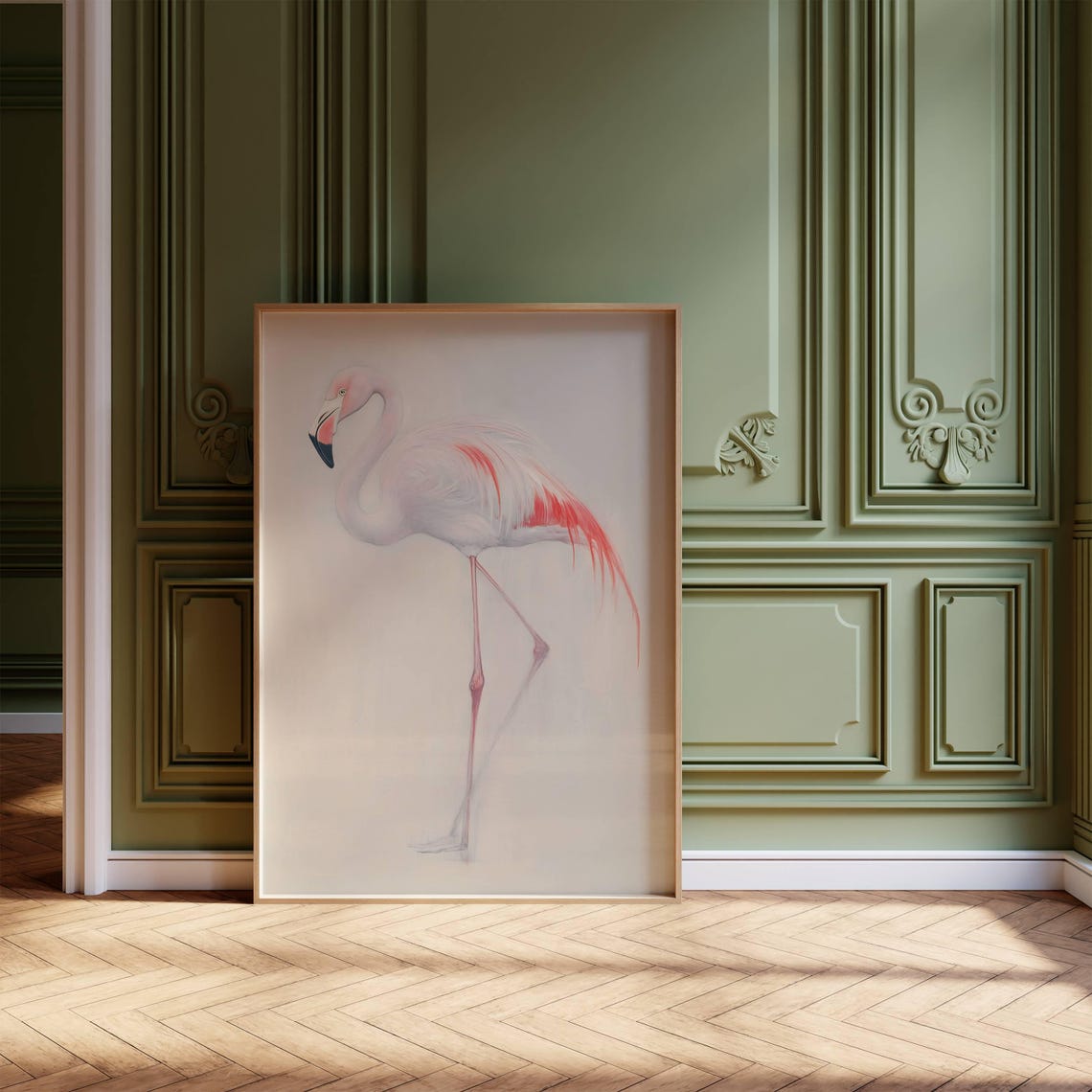 White Flamingo Art Print Flamingo Wall Art Neutral Animal Prints Flamingo Gifts Exotic Bird Painting Elegant Animal Prints Tropical Bird Art - Image 2