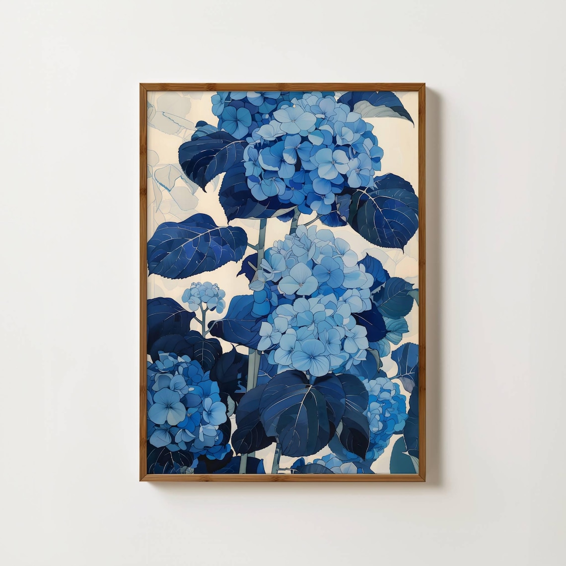 Blue Hydrangea Vintage Botanical Wall Art Print