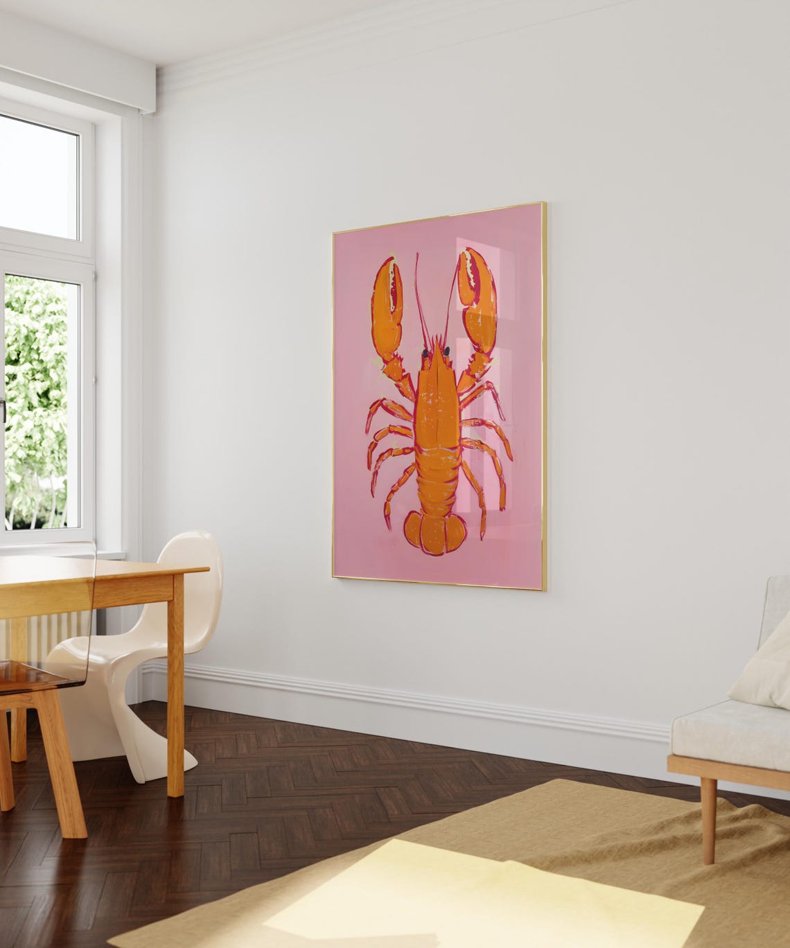 Bright Orange Lobster on a Pink Background Pop Art Style Poster - Image 4