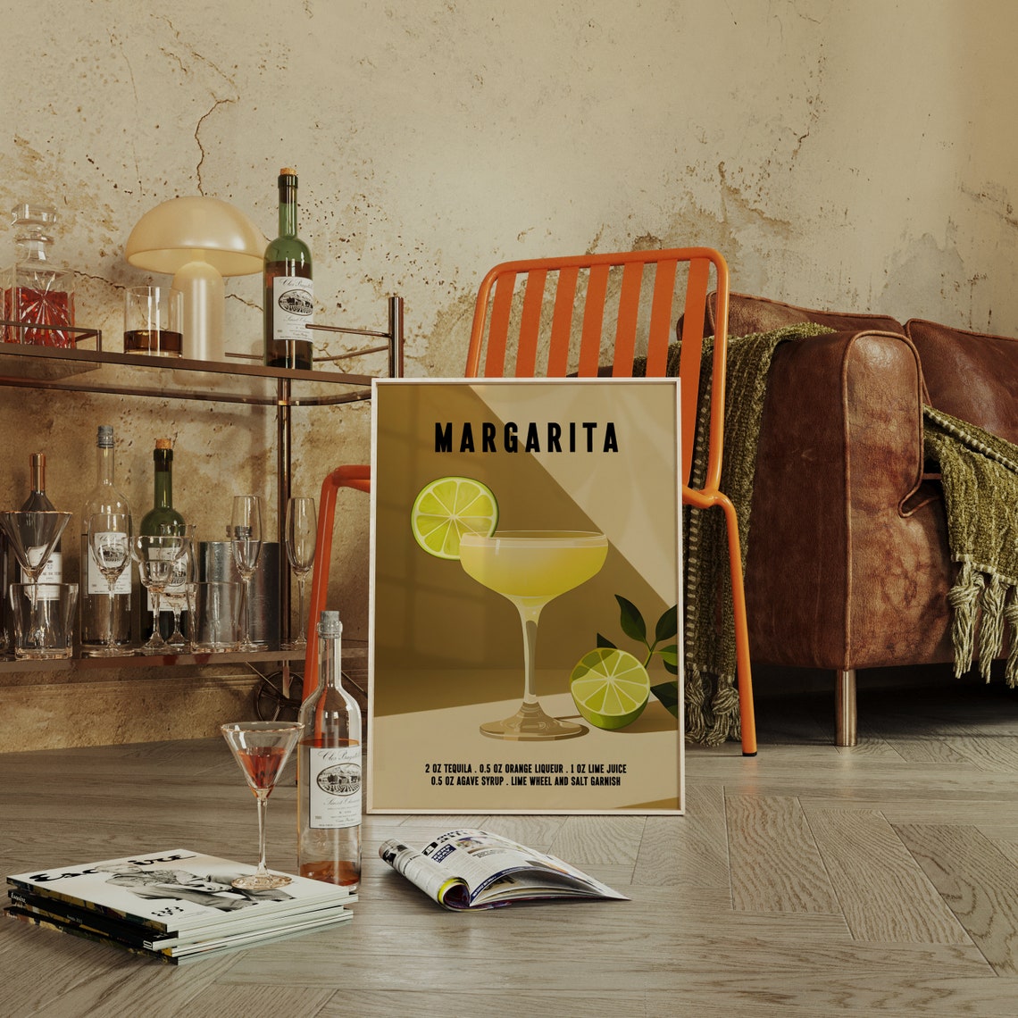 Classic Margarita Lime Cocktail Recipe Retro Bar Decor Poster - Image 3