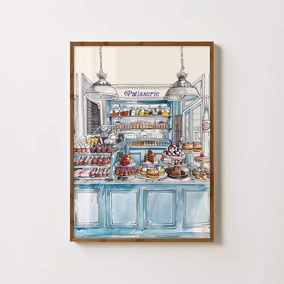Patisserie Print Pastries Wall Art Croissant Print Food Print For Kitchen Breakfast Prints Cake Wall Art Bakery Decor Cake Prints Cafe Decor