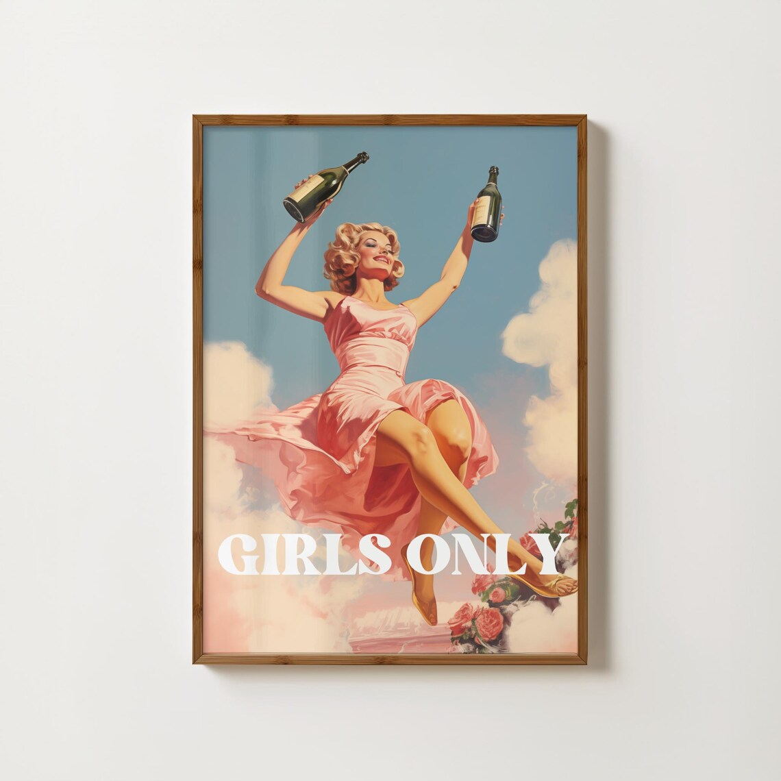 Girls Only Retro Print Feminist Poster Feminism Wall Art Funny Feminist Gifts Pink Wall Art Womens Rights Pro Choice Female Empowerment