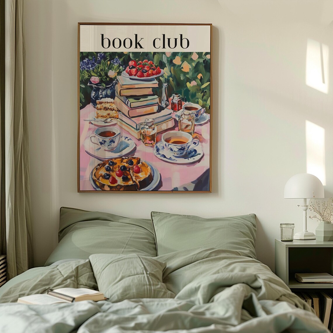 Book Club Garden Tea Party With Books Tea And Cake Art Poster - Image 2