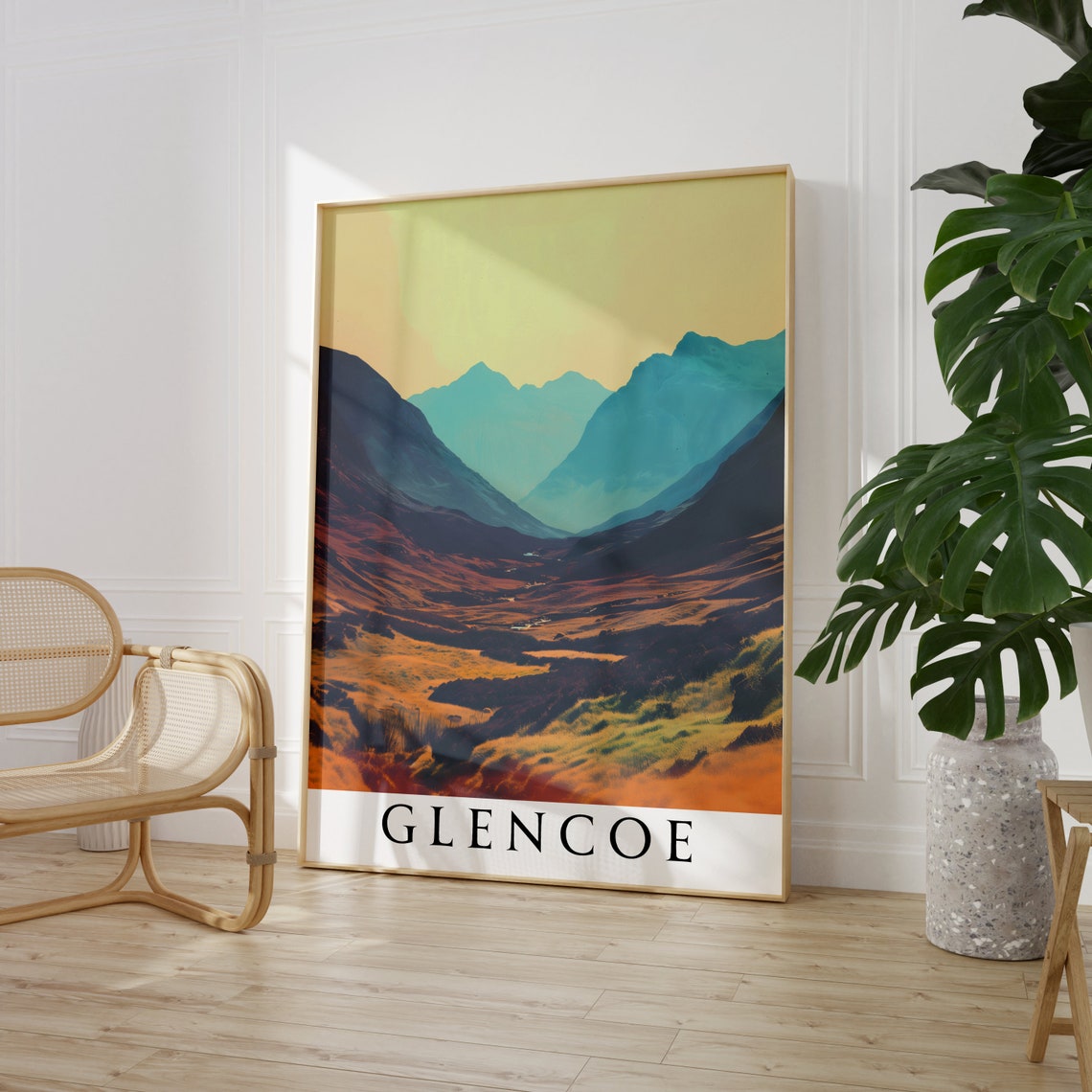 Glencoe Autumn Valley Rust Mountains Scotland Travel Art Poster - Image 2