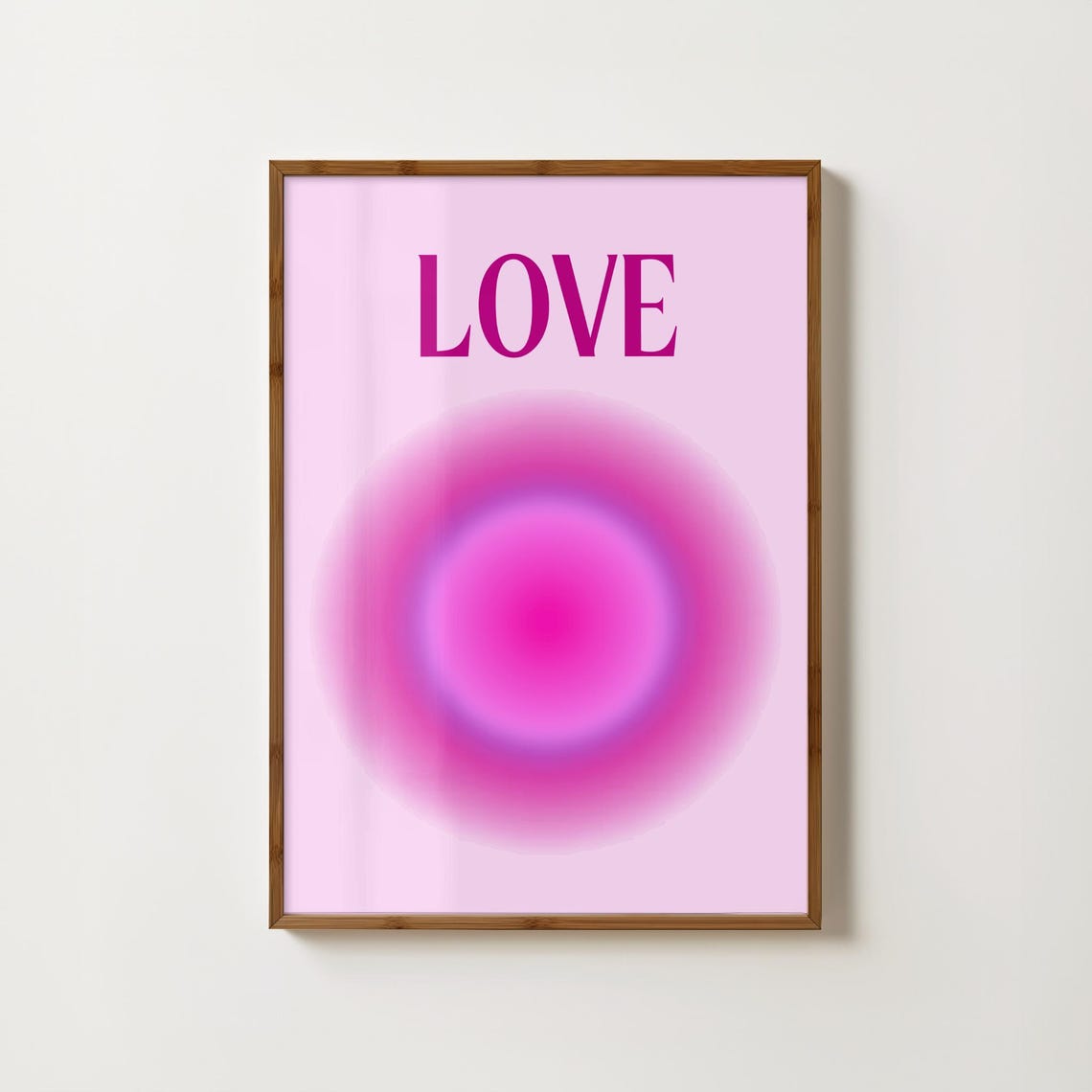 Love in Hot Pink Aura Typography Gradient Romantic Wall Poster