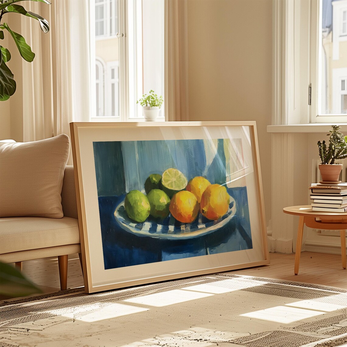 Citrus Fruit Print Lemons Oil Painting Mediterranean Art Lemon And Lime Print Rustic Kitchen Print Vintage Fruit Painting Farmhouse Kitchen - Image 2