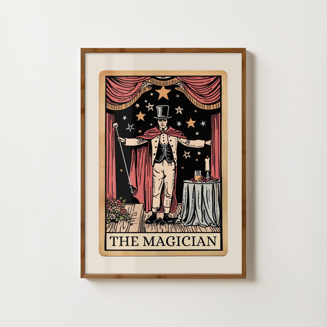 The Magician Tarot Card, Boho Folk Tarot Art Print
