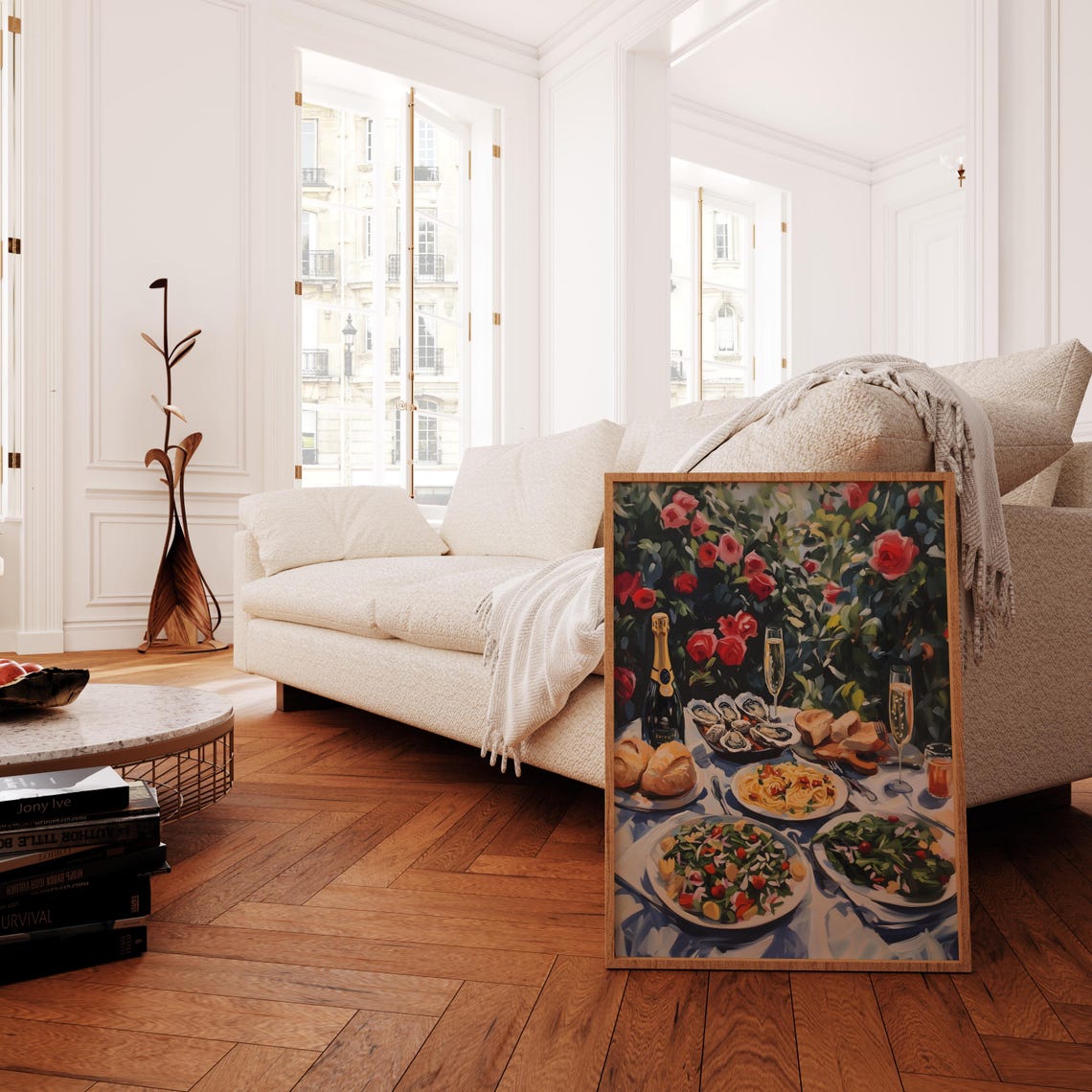 Summer Garden Dinner Party Oysters Champagne Painting Poster - Image 4