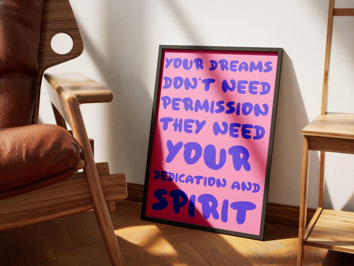 Your Dreams Don't Need Permission Dedication Spirit Motivational Poster - Image 3