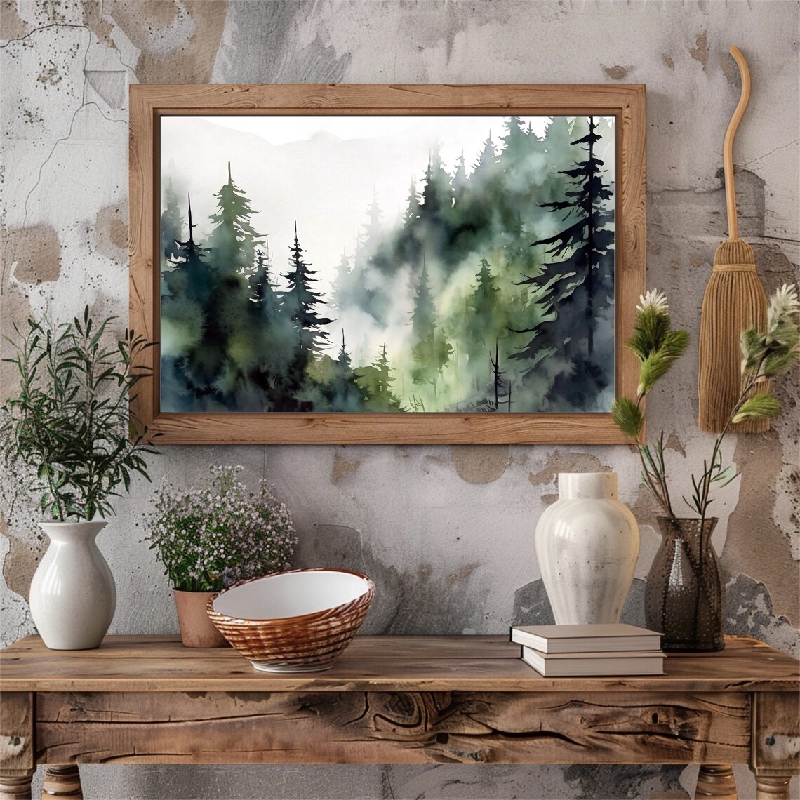 Appalachian Mountains Watercolor Forest Art Print - Image 3
