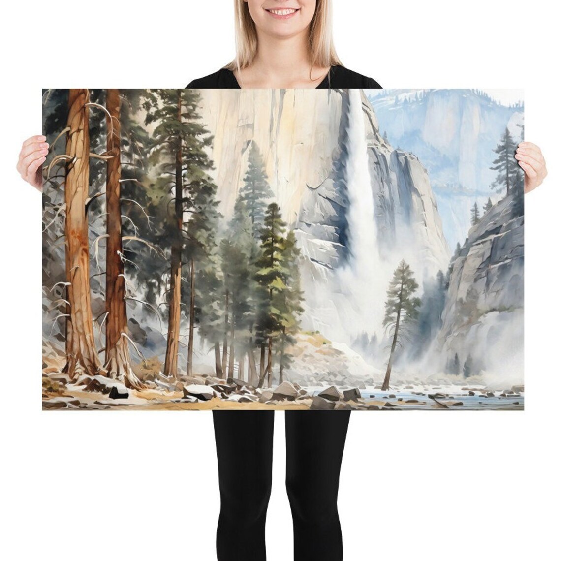 Yosemite National Park Watercolor Travel Poster - Image 3