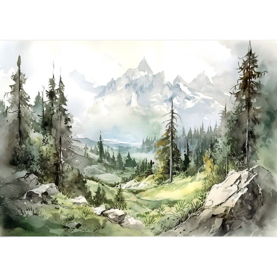 Grand Teton National Park Watercolor Art Print