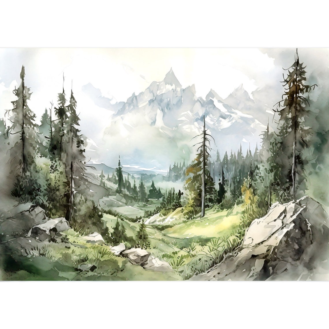 Grand Teton National Park Watercolor Art Print