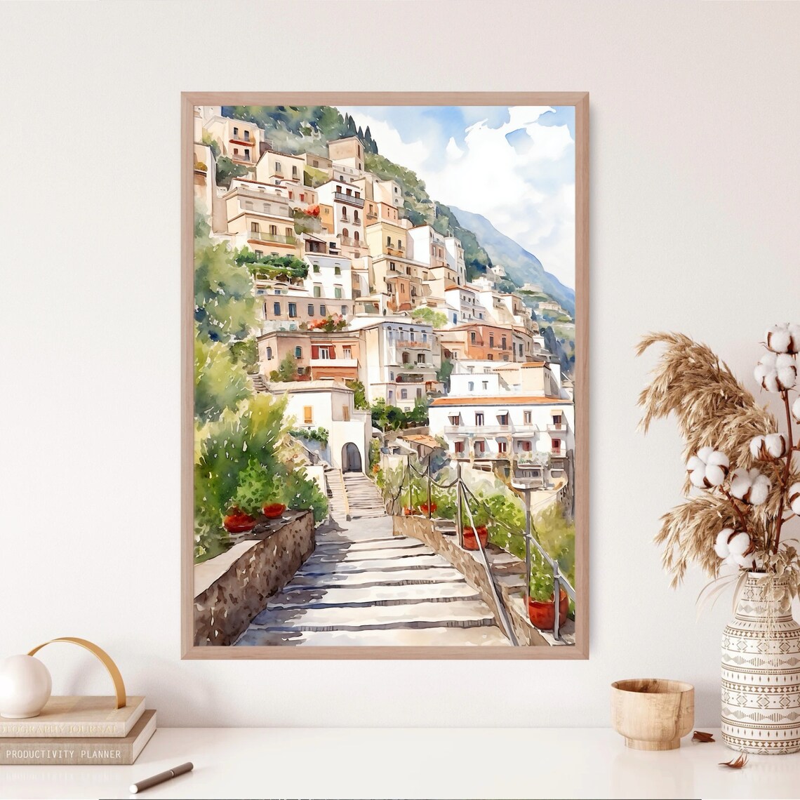 Positano Watercolor Painting, Amalfi Coast Travel Poster - Image 3