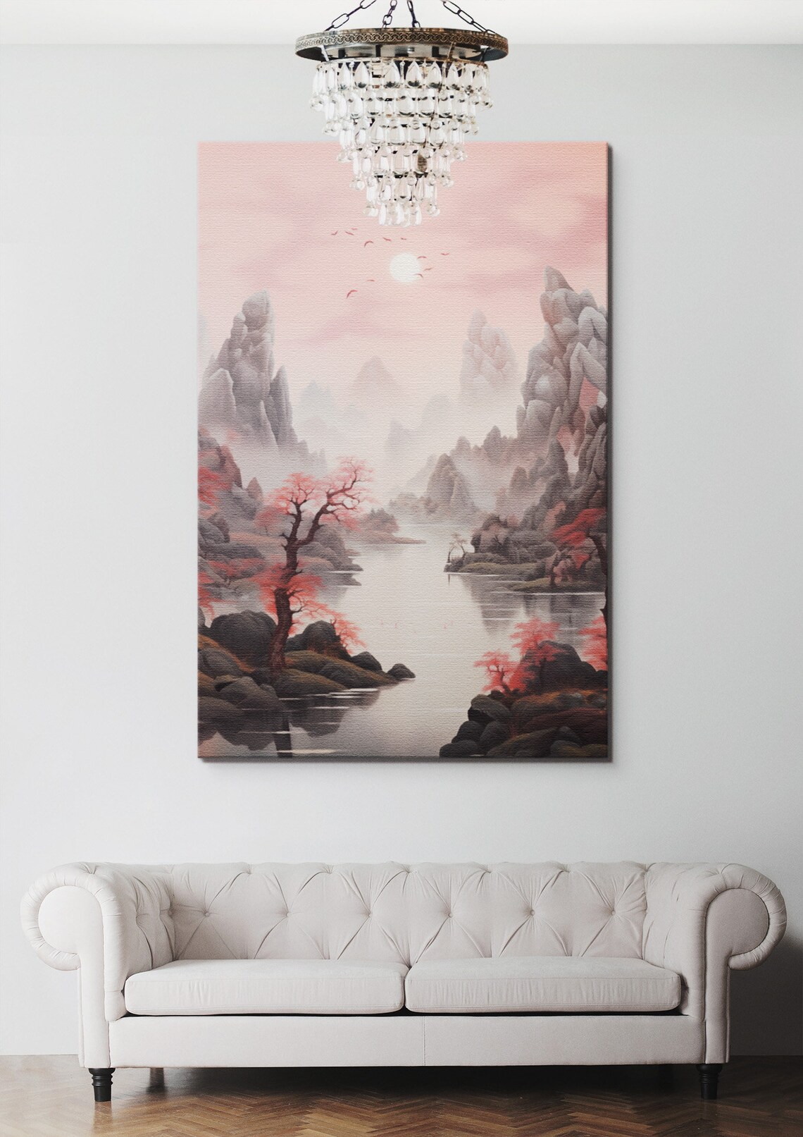 Chinese Pastel Watercolor Traditional Landscape Art Print