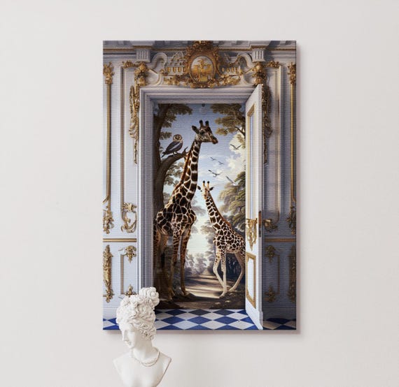 Giraffes Wall Art Print, Quirky Home Decor