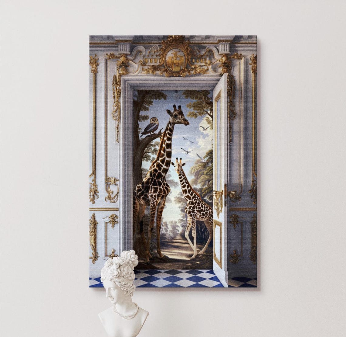 Giraffes Wall Art Print, Quirky Home Decor