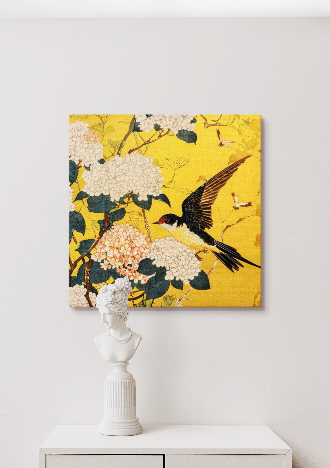 Hokusai Japanese Nature Art Print, Vintage Bird Flowers