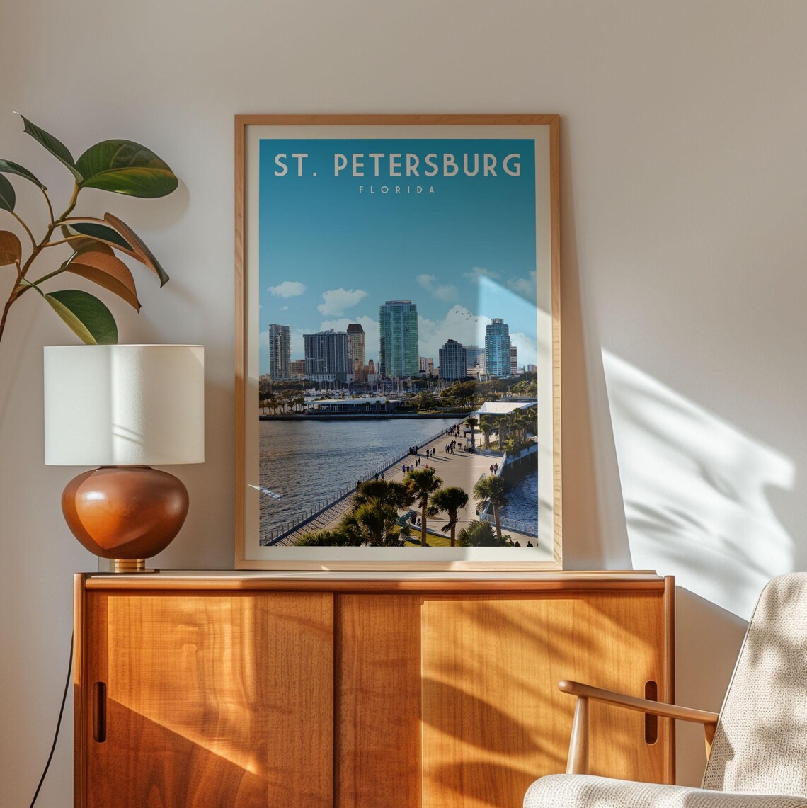St Petersburg Florida Retro Skyline Travel Poster