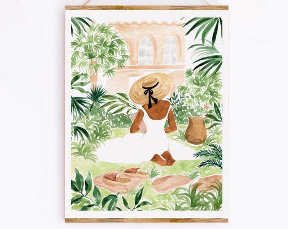 Little Gardener II, Botanical Watercolor Gouache Print