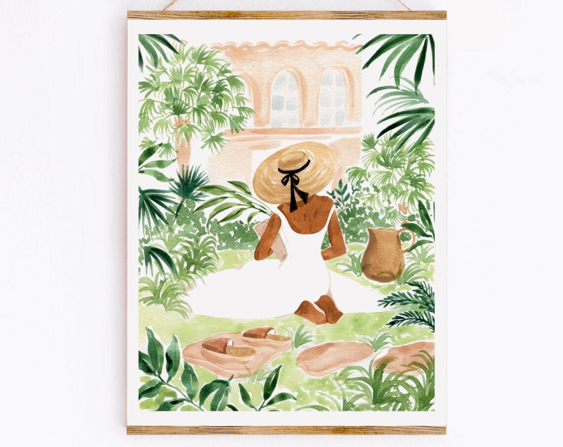 Little Gardener II, Botanical Watercolor Gouache Print