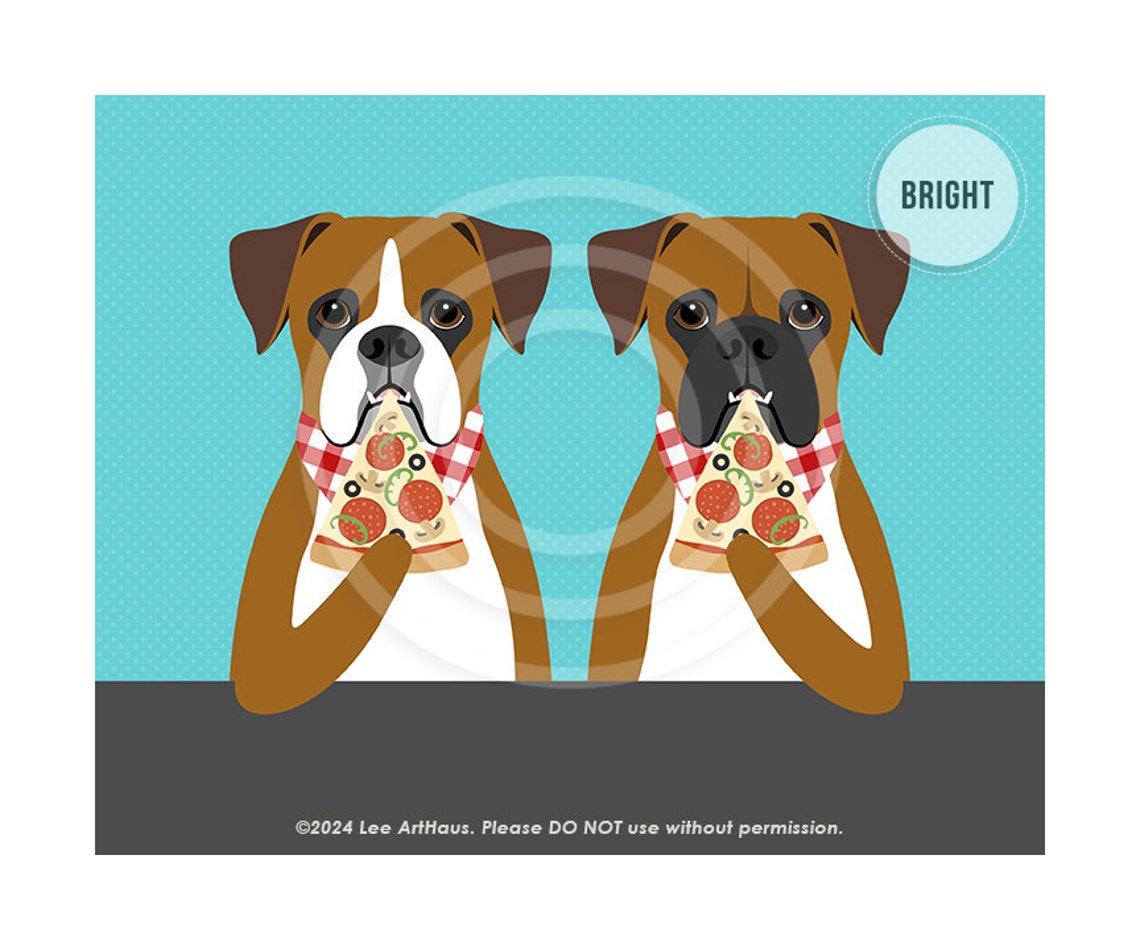 827dp Boxer Dogs Two Boxer Dogs Eating Pizza Art Funny Dog Gifts Dog Eating Pizza Dog Artwork Pizza Lover Boxer Mom Gifts - Image 9