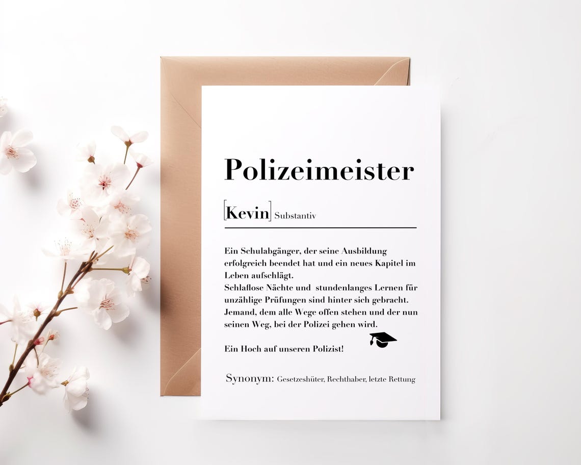 Personalized Polizeimeisterin Definition Card Policewoman Gift Poster - Image 4