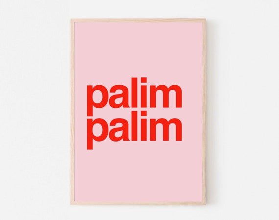 Poster Palim Palim Pink Red Pink Minimalist Print Bold Simple Hi Wall Art Entrance Decoration Welcome Poster Hi Art Hola Art