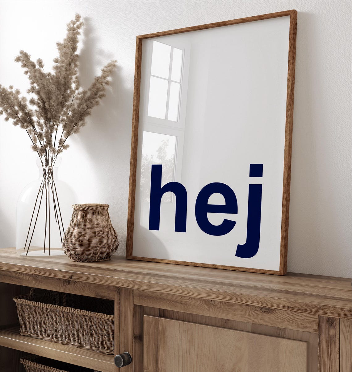 Hej Minimalist Typography Blue Scandinavian Wall Decor Poster - Image 2