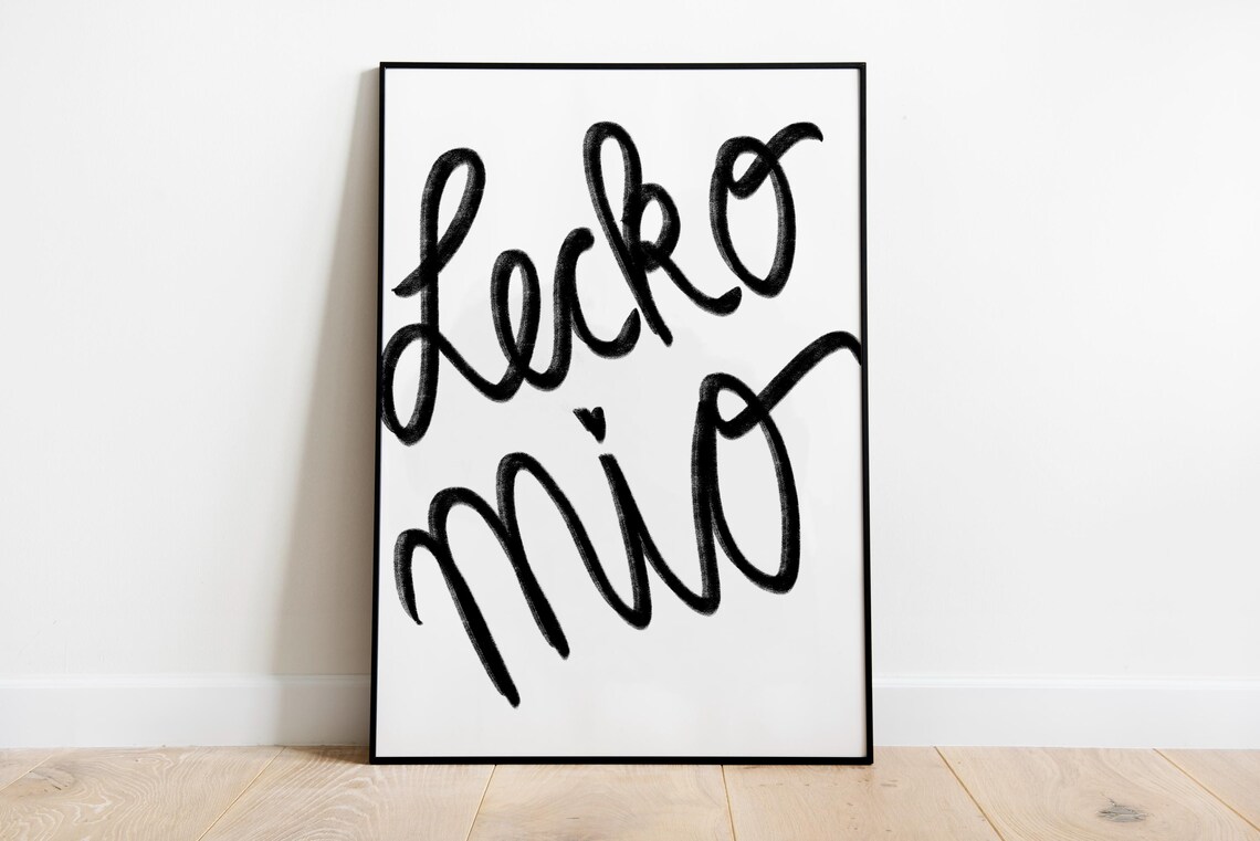 Poster Lecko Mio Black And White Funny Bavarian Mural Typography - Image 2