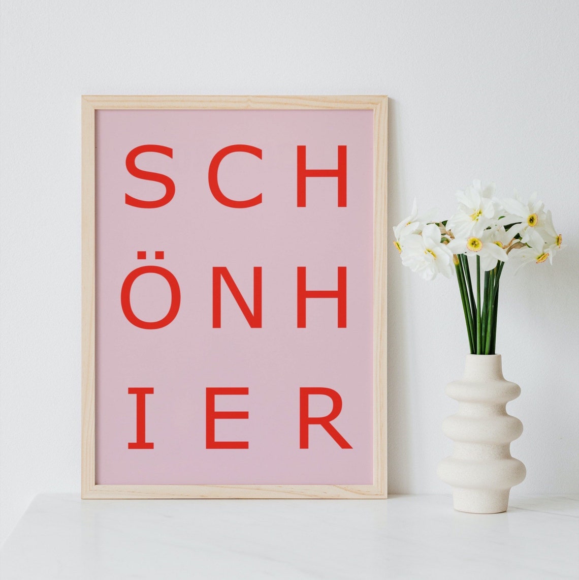 Schön Hier Red On Pink Typography Home Entryway Welcome Wall Art