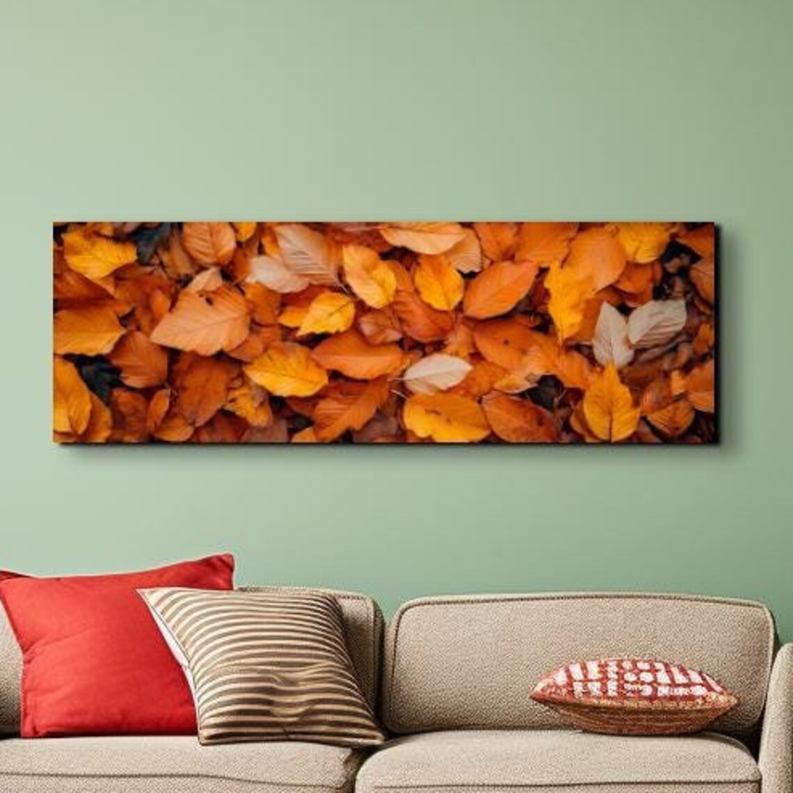 Fall Rustic Leaves Landscape, Halloween Decor