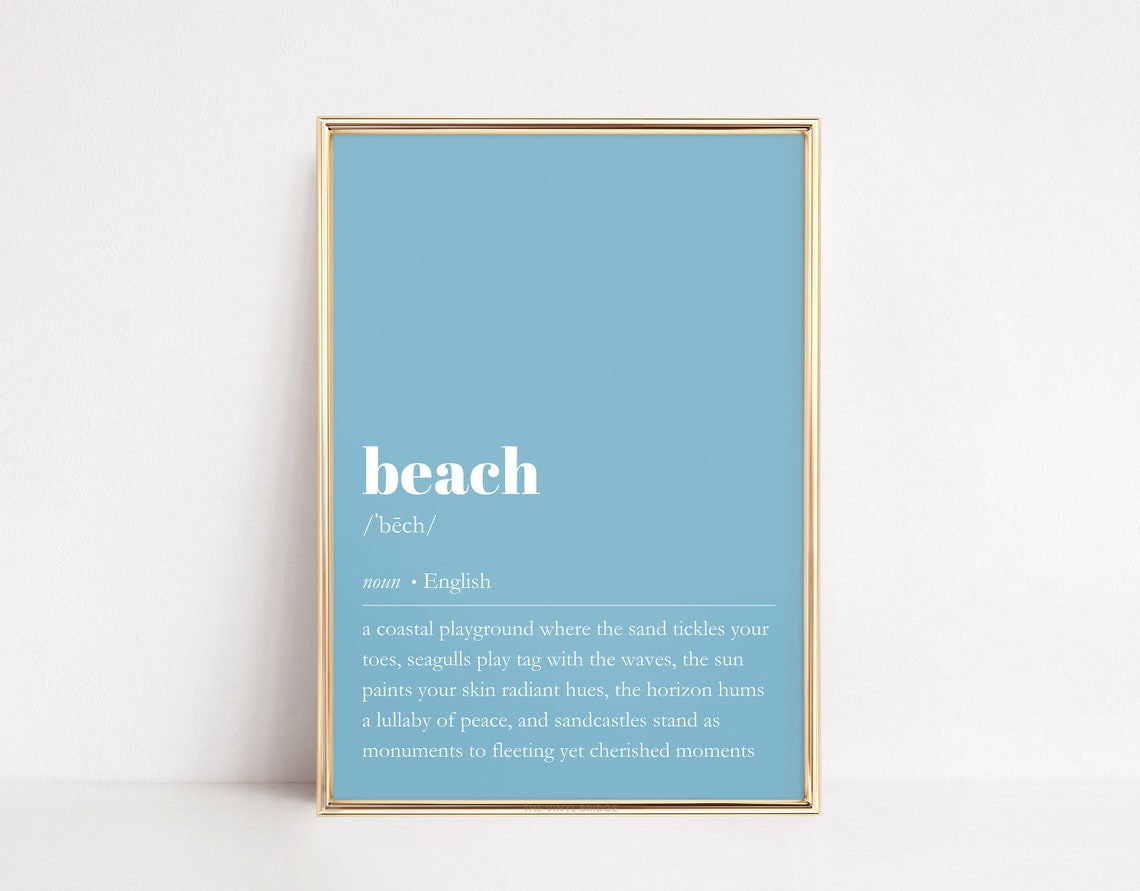Beach Definition Dictionary Coastal Playground Sky Blue Quote Poster