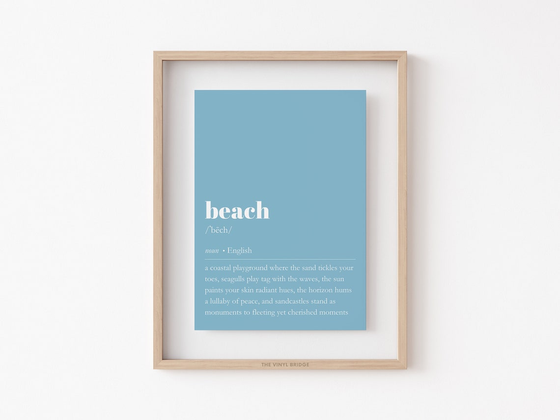 Beach Definition Dictionary Coastal Playground Sky Blue Quote Poster - Image 4